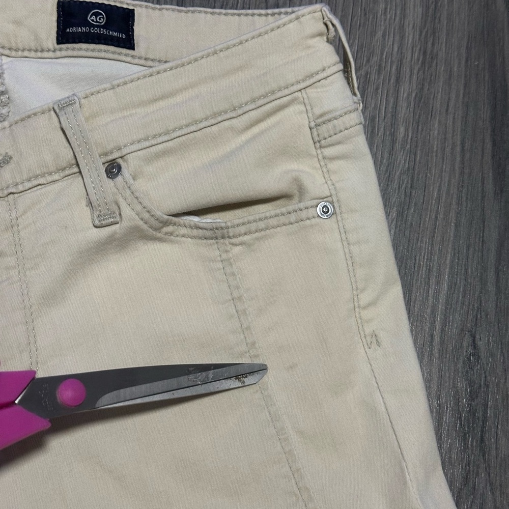 AG Adriano goldschmied The Reagan paneled zipper skinny ivory tan size 27 - Picture 9 of 11